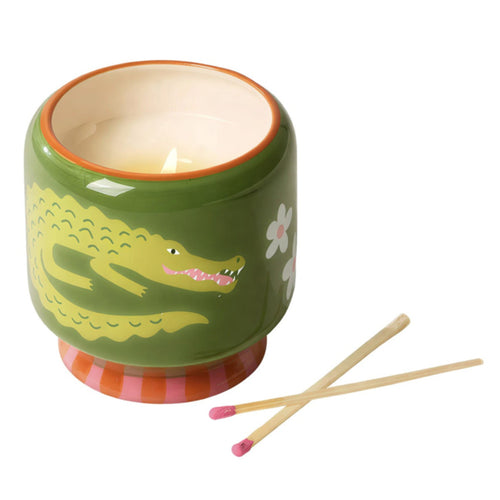 Crocodile-Patterned Ceramic Candle